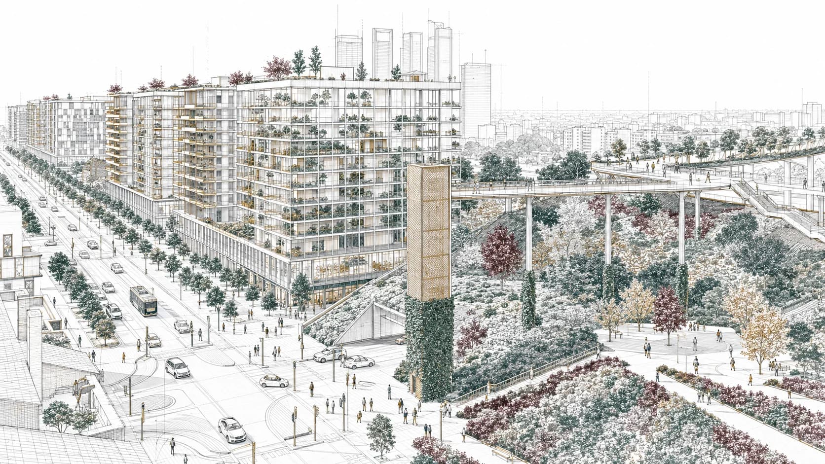 Plano urbano con anotaciones y carátulas sobre habilitaciones.